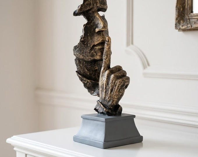 Classical sculpture The Silence, 36 cm (14.17 inches) in bronzed resin marble, handcrafted in Italy