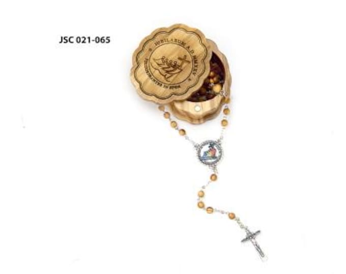 Jubilee Rosary Set 2025, with olive wood box, handcrafted in Italy