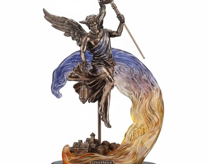 Classic sculpture Hypnos God of Sleep, 33 cm (13 inches) in bronzed resin marble, handcrafted, made in Italy