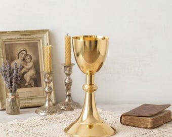 Liturgical chalice for Eucharistic celebration made of silver plated cm 23 (9.05 inches) of Italian artisan production