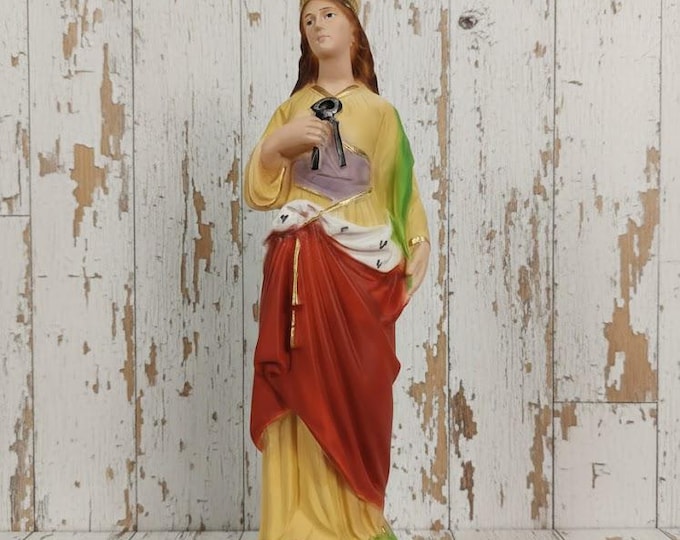 Statue of Saint Apollonia 30 cm (11.81 inches) in marble resin full hand decorated, Italian artisan production