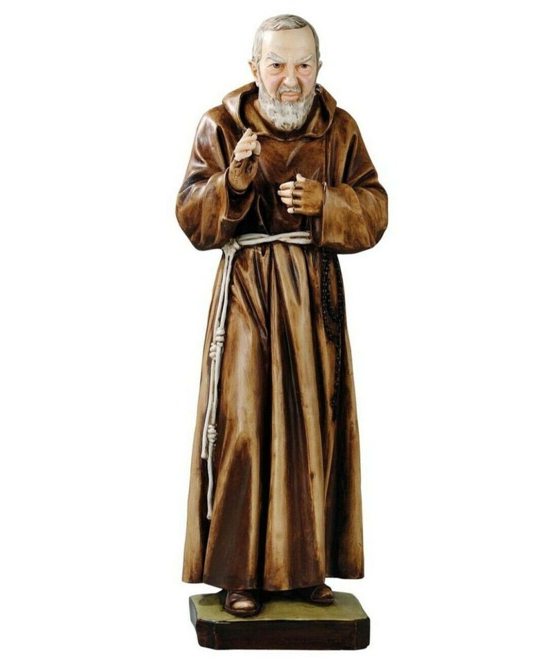 Statue des Heiligen Padre Pio aus Pietrelcina 60 cm 23,62 Zoll aus handverziertem Harzmarmor aus italienischer Handwerksproduktion Bild 1