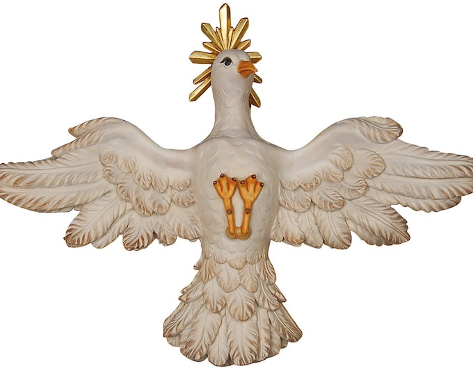 Sculpture statue of the Holy Spirit carved in wood of Valgardena and decorated by hand of Italian artisan production
