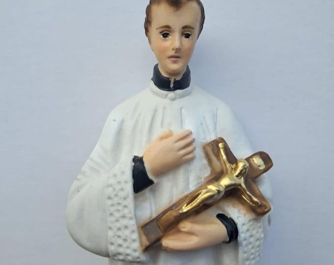 Statue of Saint Aloysius Gonzaga cm 20 (7.87 inches) in marble resin hand decorated of Italian artisan production