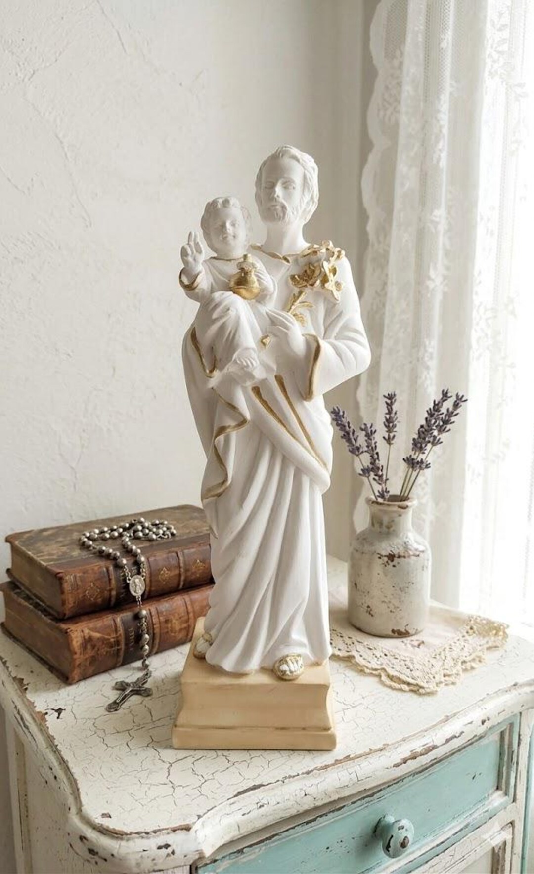 Statue of Saint Joseph 20 Cm (7.87 Inches) in Marble Resin With