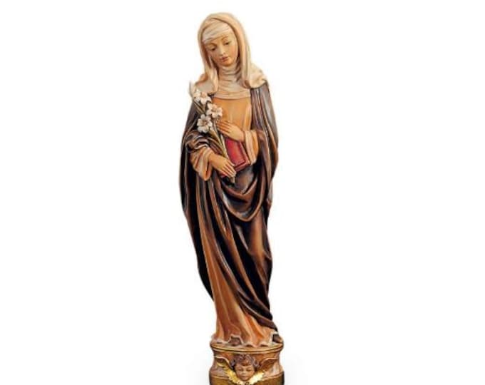 Sculpture of Saint Catherine of Siena carved in Valgardena wood, hand-decorated, Italian artisan production, various sizes