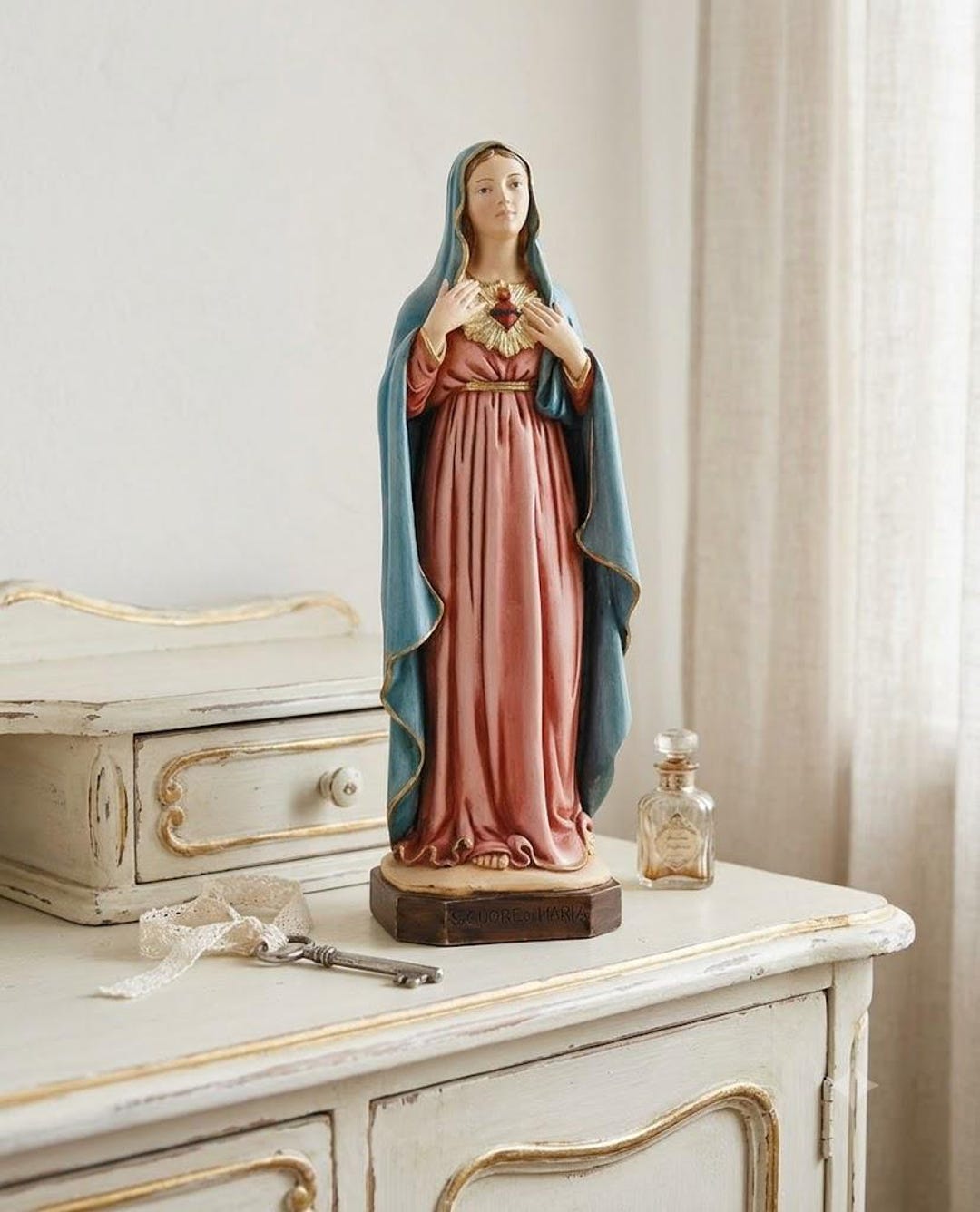 Statue of the Madonna Sacred Heart of Mary 27 Cm (10.62 Inches) in ...