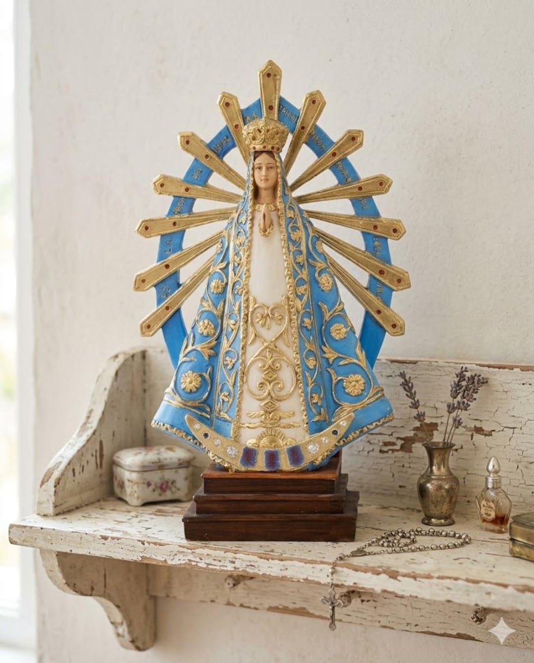 Madonna of Lujan Statue 36 Cm (14.17 Inches) in Hand-decorated