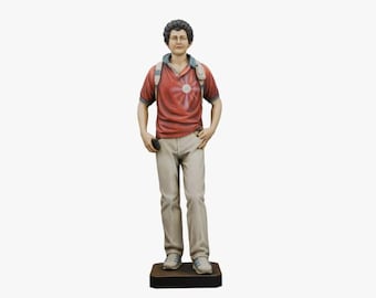 Statua di San Carlo Acutis scolpita in legno della Valgardena decorata a mano, produzione artigianale italiana, varie misure disponibili