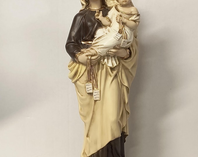 Statue of the Madonna del Carmine cm 41 x 14 (16.14 x 5.51 inches) hand-decorated resin, artisanal production, for outdoor and indoor use