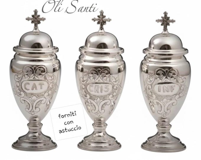Set for Holy Oils for liturgical celebrations, 18 cm (7.08 inches) of Italian artisan production