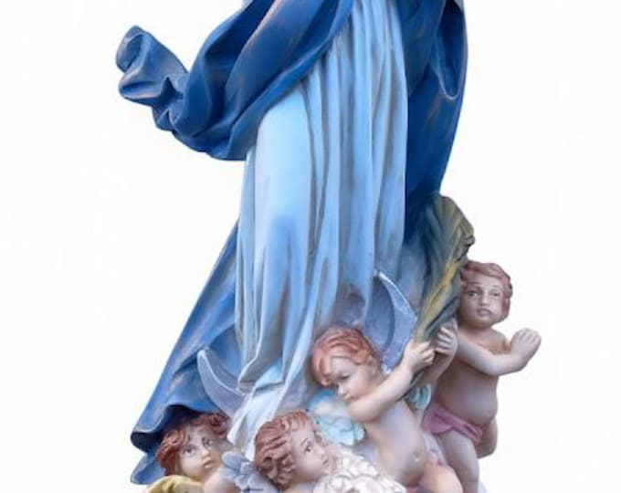 Statue of the Immaculate Conception of the Assumption of the Virgin Mary at Murillo, 63 cm (24.80 inches) in hand-decorated resin, artisanal production