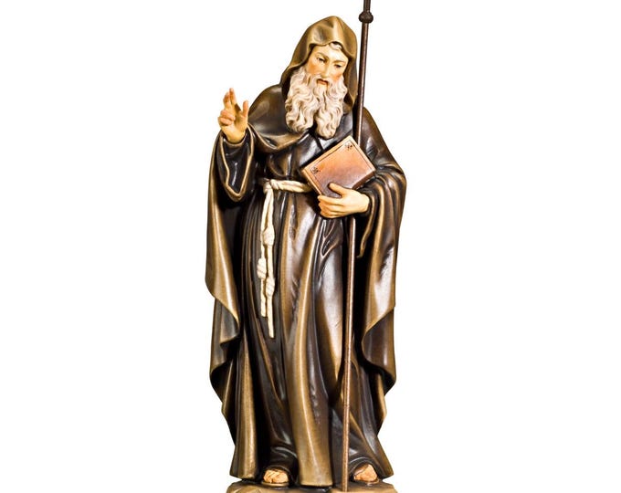 Statue of Saint Manfred carved in Valgardena wood and hand-decorated, Italian artisan production, various sizes and decorations.