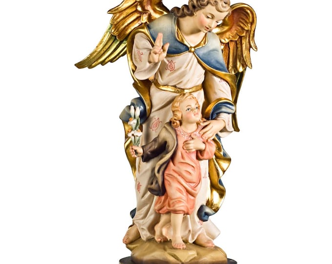 Statue of Saint Raphael the Archangel, carved from Valgardena wood and decorated by hand, Italian artisan production, various decorations and sizes