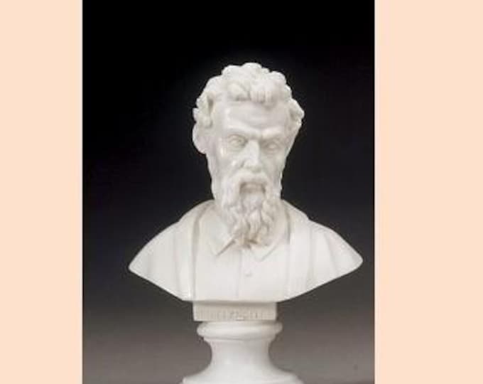 Michelangelo Buonarroti bust sculpture cm 16 (6.29 inches) in alabaster powder, handcrafted, made in Italy