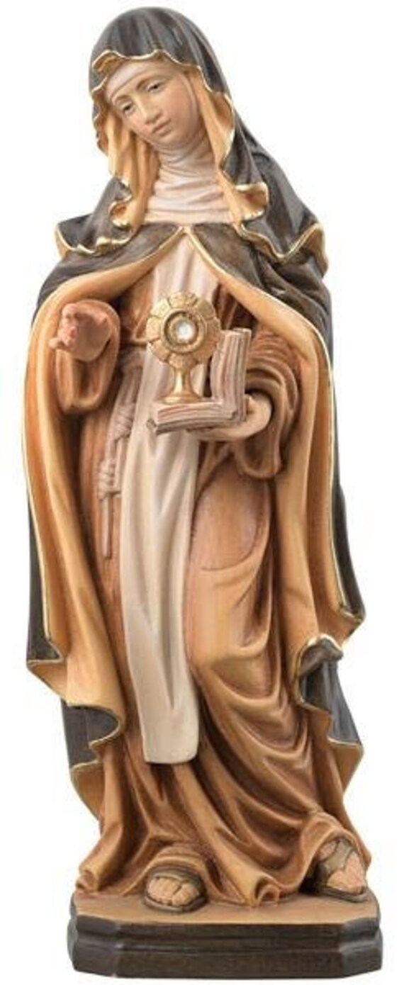 Statue of St. Clare of Assisi Carved in Wood From Valgardena - Etsy