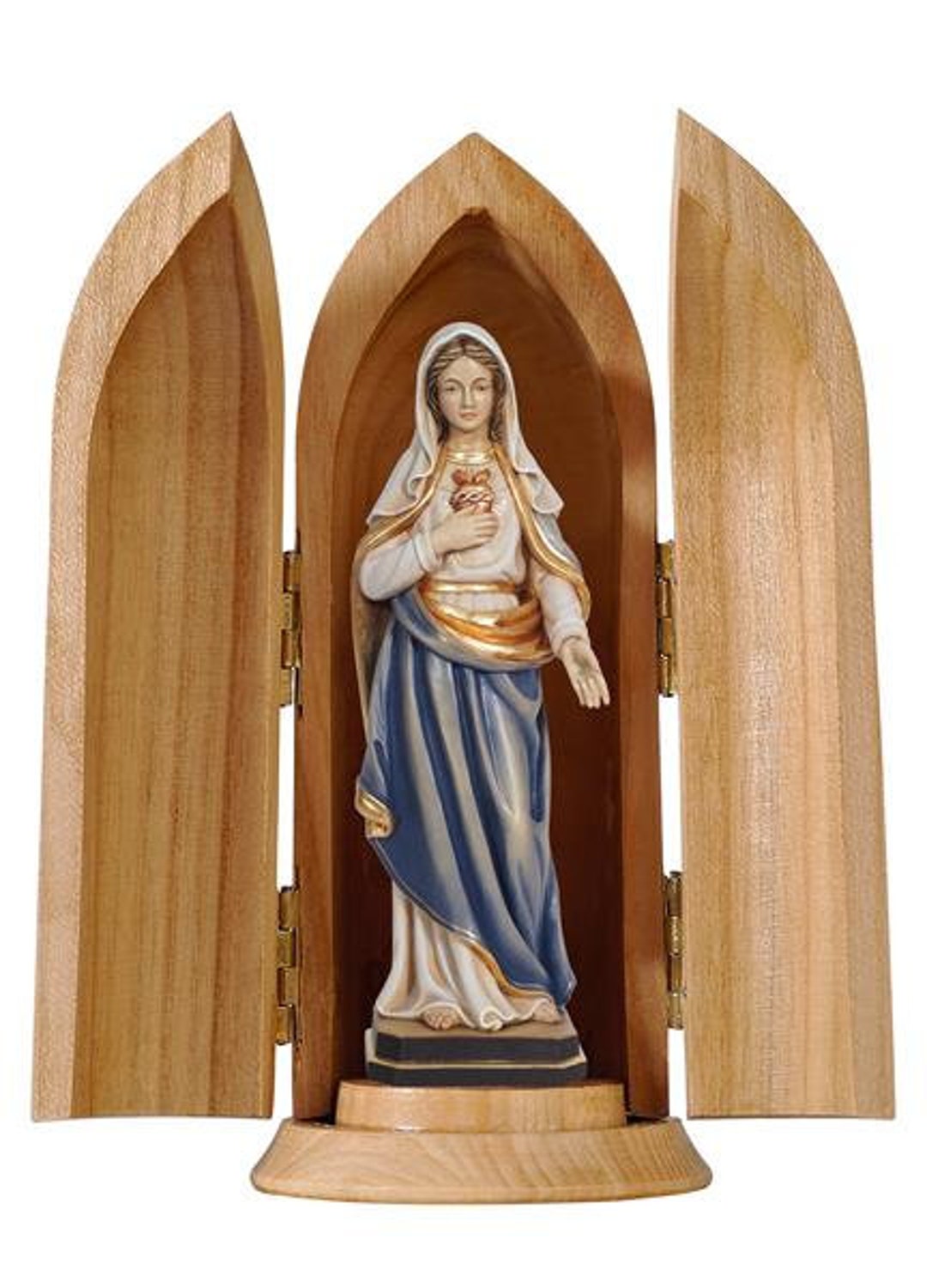 Statue of the Sacred Heart of Mary With Niche, Carved in Hand-decorated ...