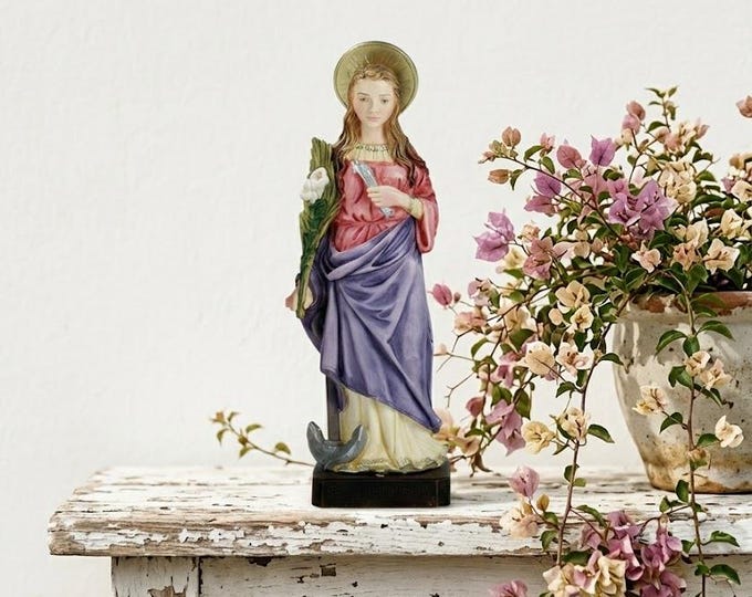 Statue of Saint Philomena 25 cm (9.84 inches) in hand-decorated resin, Italian artisan production