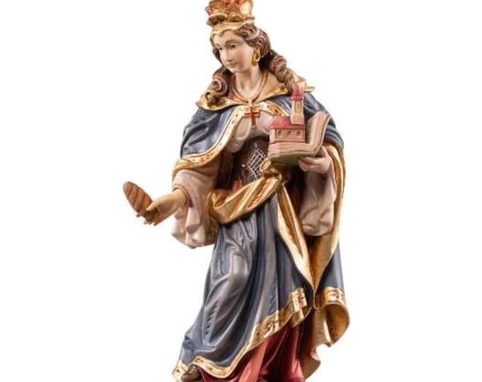 Sculpture of Saint Matilda carved in Valgardena wood, hand-decorated and handcrafted in Italy.