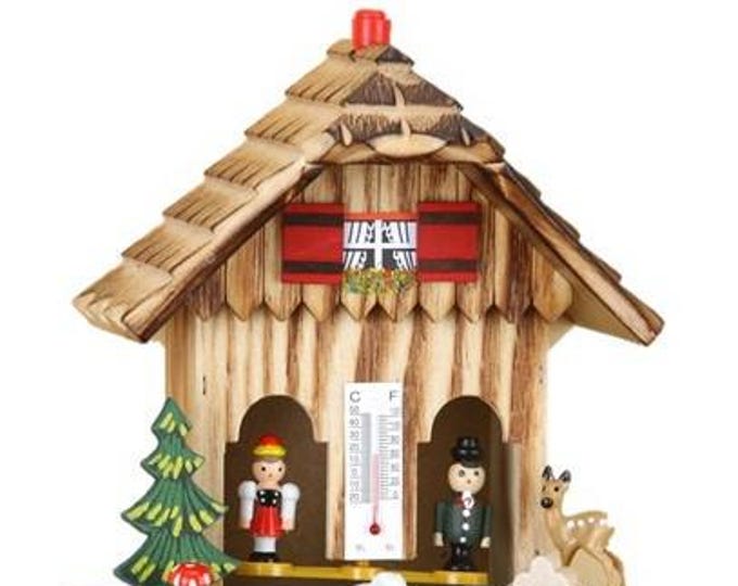Black Forest wooden timepiece house, 15 cm (5.91 inch) barometer, handcrafted in Italy