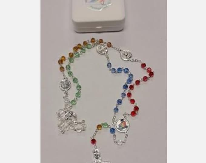 Jubilee 2025 Crystal Rosary with Jubilee Logo Case, Handcrafted in Italy