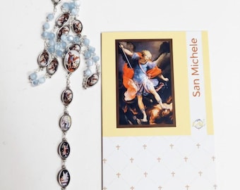 Rosary of St. Michael the Archangel 44 cm (17.32 inches) with recitation booklet, handcrafted in Italy