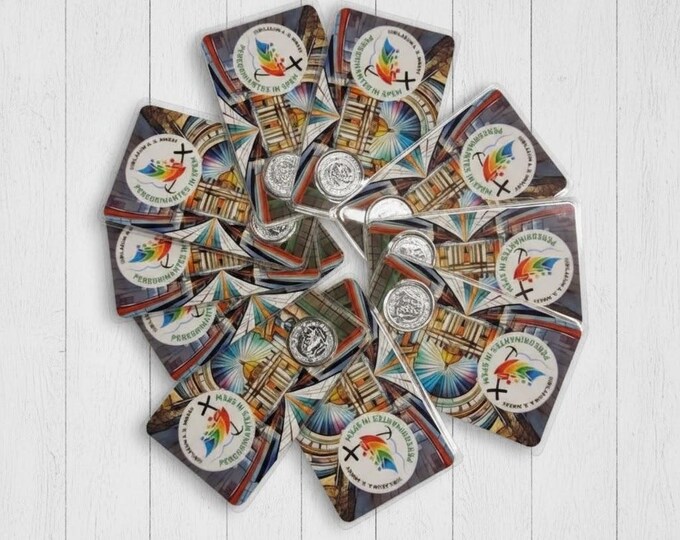 Laminated images of the Jubilee 2025 with medal, various quantities available, made in Italy