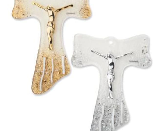 Crucifix made entirely of Murano glass, handcrafted in Italy, various colours and sizes available