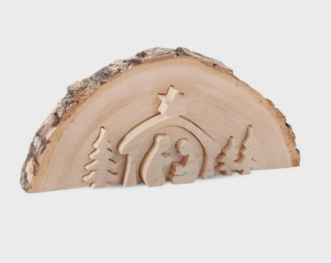 Nativity scene 23 cm (9.06 inches) carved in Valgardena wood, interlocking characters, handcrafted in Italy
