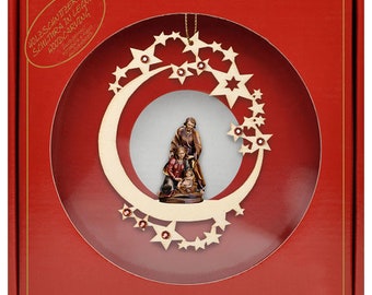 Nativity scene to hang with deluxe case carved in Valgardena wood and decorated by hand, Italian artisan production