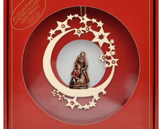 Nativity scene to hang with deluxe case carved in Valgardena wood and decorated by hand, Italian artisan production