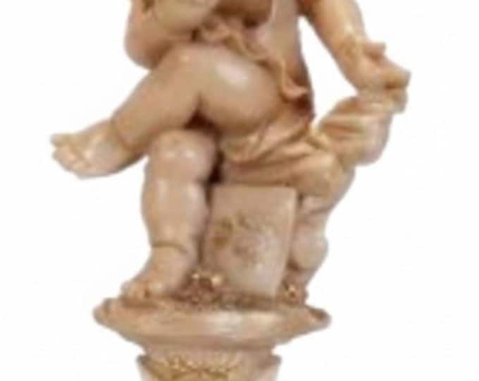 Angel statue cm 30 X 14 (11.81 X 5.51 inches) in hand-decorated resin, artisanal production for outdoor and indoor use.