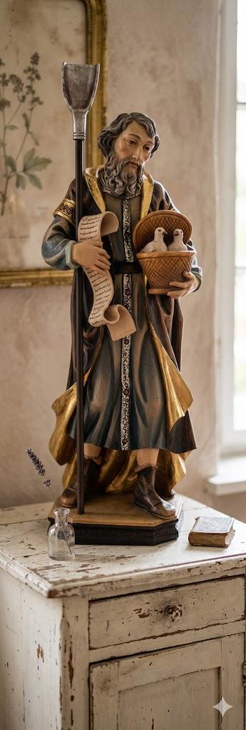 Statue of Saint Joachim, Carved in Valgardena Wood and Hand