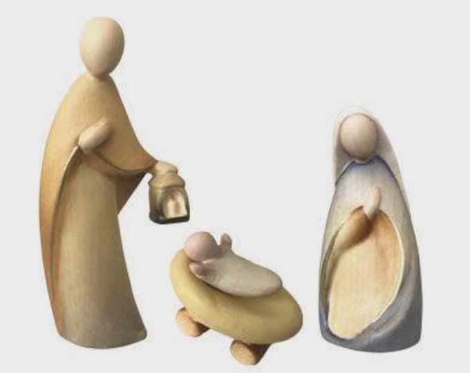 Nativity scene, carved in Valgardena wood, various sizes available, Italian artisan production