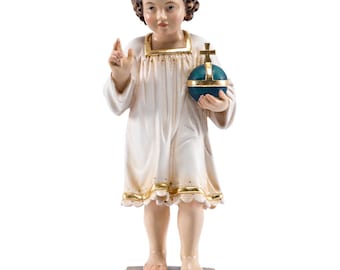 Baby Jesus sculpture statue, carved from Valgardena wood, hand-decorated, Italian artisan production, various decorations and sizes