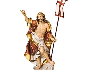 Statue of the risen Jesus Christ, carved in Valgardena wood, hand-decorated, Italian artisan production, various sizes and decorations