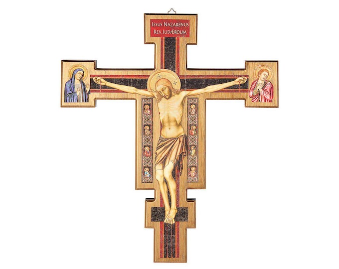 Crucifix Cross Maestro Figline, Santa Croce di Firenze, in birch wood, various sizes available, Italian artisan production