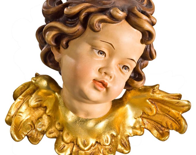 Angel sculpture, cherub, carved in Valgardena wood, hand-decorated, Italian artisan production, various sizes