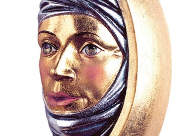Sculpture of the sun to hang, carved in Valgardena wood and hand-decorated with Italian artisan production