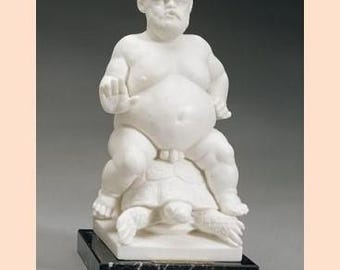 Classic sculpture "Fountain of Bacchus", cm 25 (9.84 inches) in alabaster powder, marble base, handcrafted, made in Italy