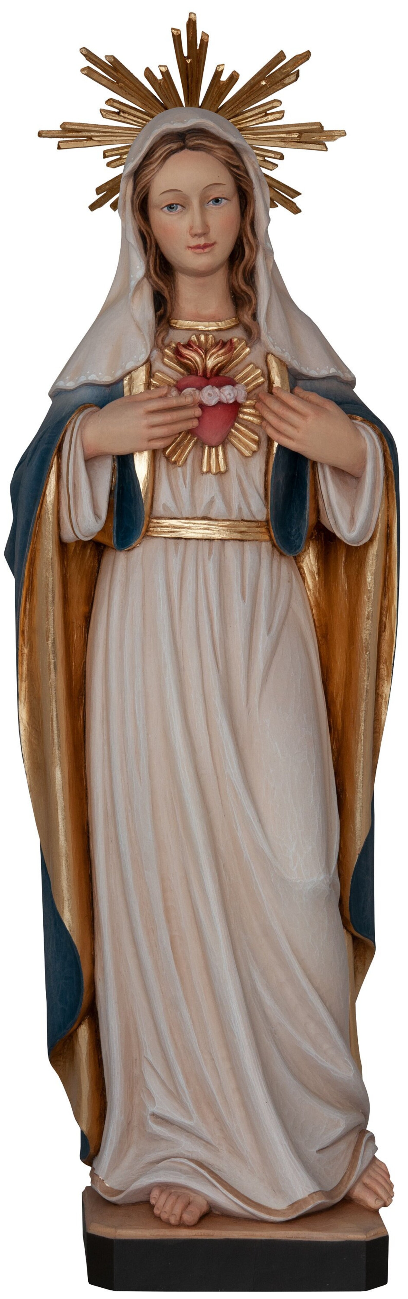 Statue of the Madonna Sacred Heart of Mary With Halo, Carved in ...