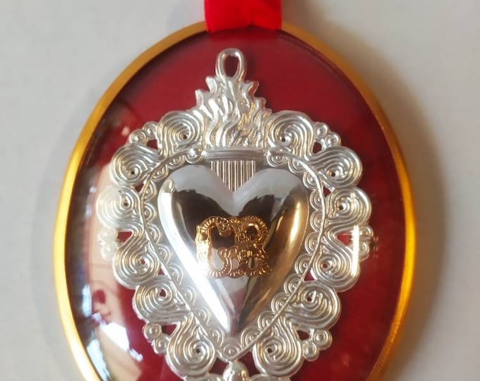Votive heart ex voto grace received oval cm 10 x 13 (3.93 x 5.11 inches) of Italian artisan production