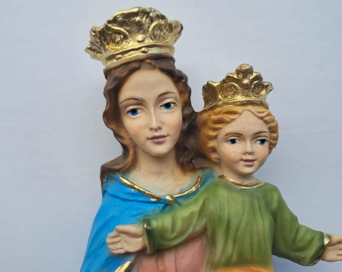 Statue of Our Lady Help of Christians cm 32 (12.59 inches) in hand-decorated resin, Italian artisan production