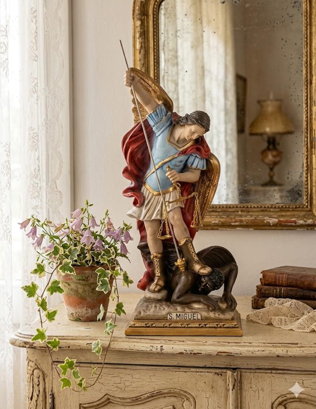 25cmEsculturaAngel Statue インテリア オブジェ 高級感 Statue of Saint Michael the Archangel, 46 X 18 Cm (18.11 X 7.08