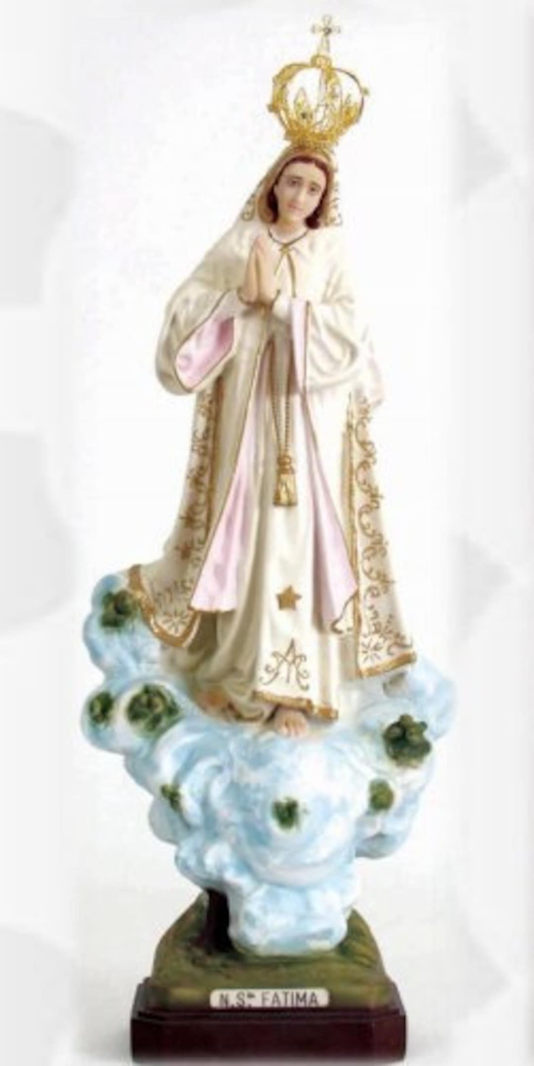 ファティマの聖母像 65 cm (25.59 インチ)、樹脂製、完全に手作業で