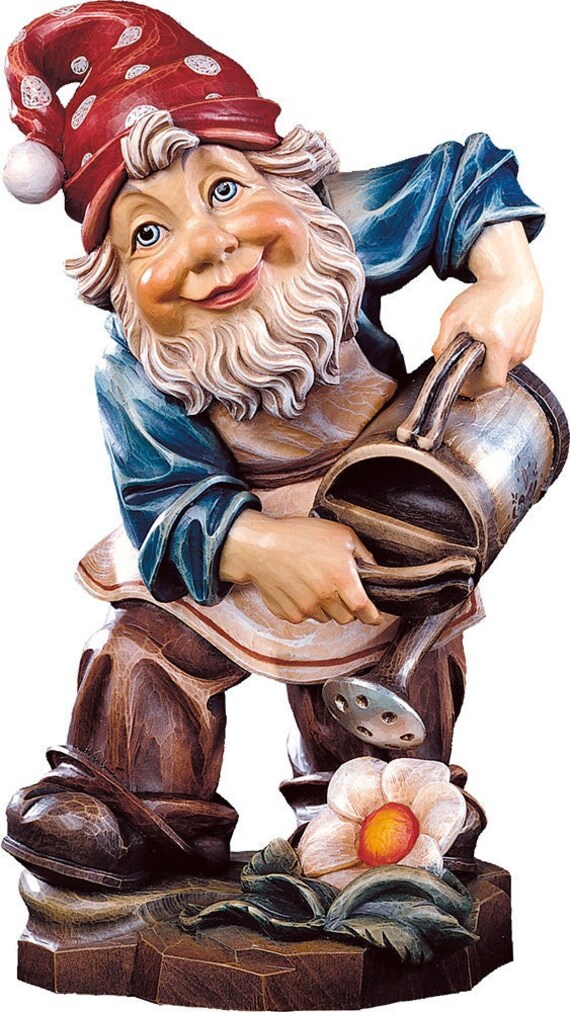 Statue of the Gnome Gardener Carved in Wood From Valgardena | Etsy