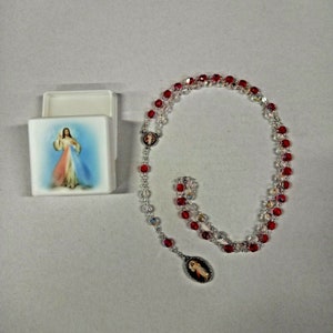 Rosary of Merciful Jesus, Divine Mercy cm 47 (18.50 inches) in half crystal with deluxe case made in Italy