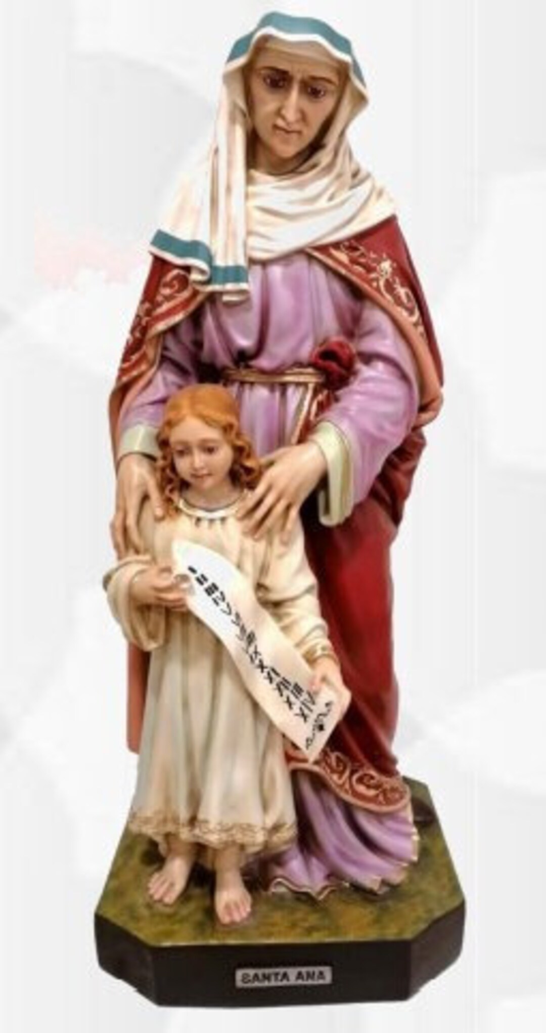 Statue of St. Anne Cm 84 X 35 33,07 X 13,77 Inches in Handdecorated