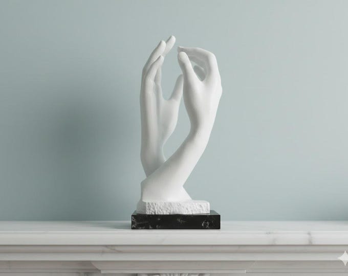 Classical sculpture "The Cathedral of Rodin", 37 cm (14.56 inches) in alabaster powder, marble base, handcrafted, made in Italy