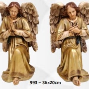 Pair of angels cm 36 x 20 (14.17 x 7.87 inches) in hand-decorated resin, artisanal production